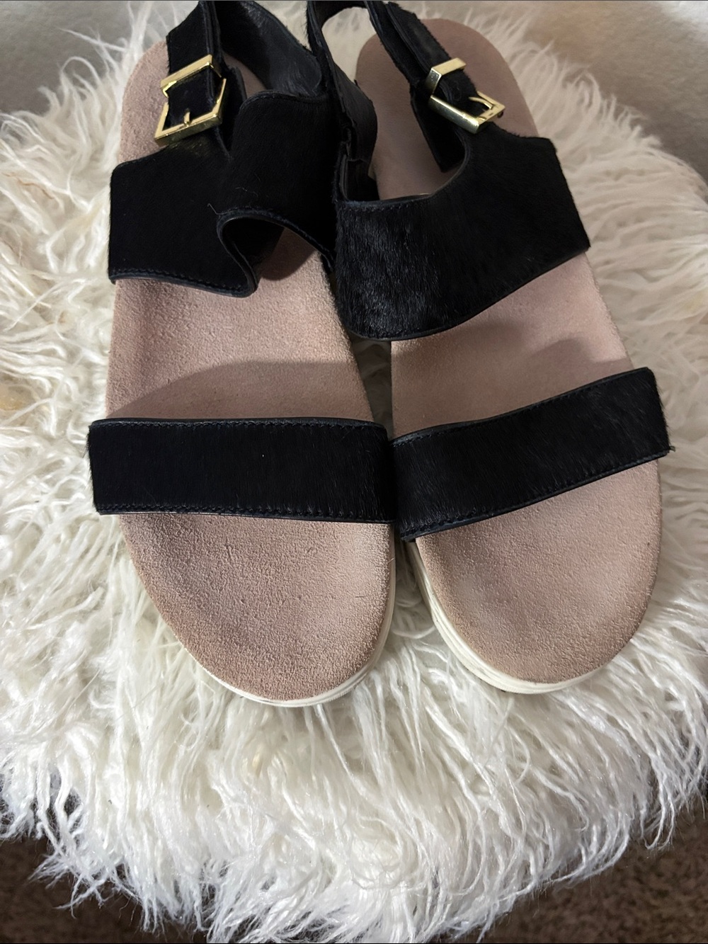 Kenneth Cole Black Strappy Buckle Platform Sandals